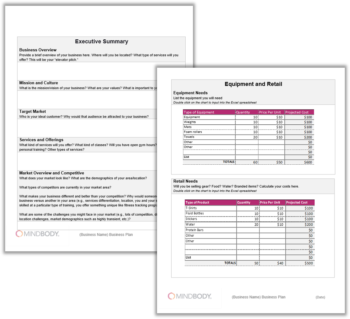 example gym business plan